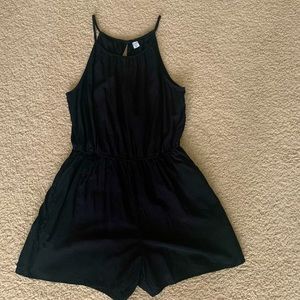 Old navy solid black short romper with pockets. NWT